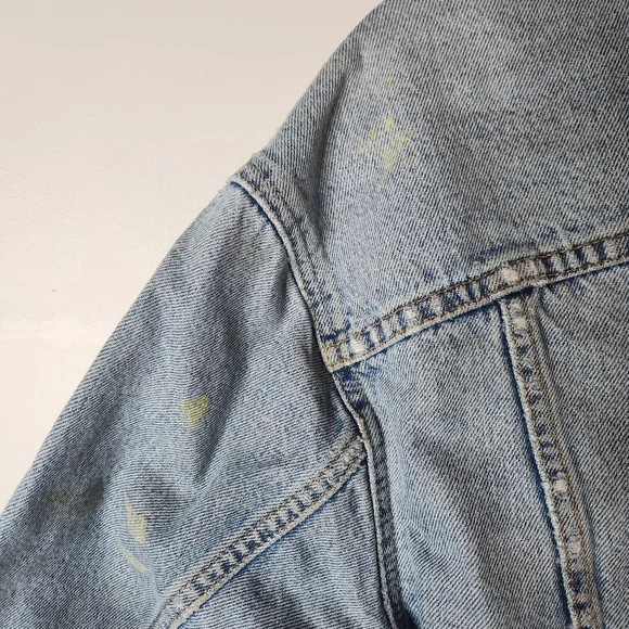 Levi's Vintage Mens Denim Trucker Jacket Flannel Blanket Lined Distressed Size M - Picture 4 of 10